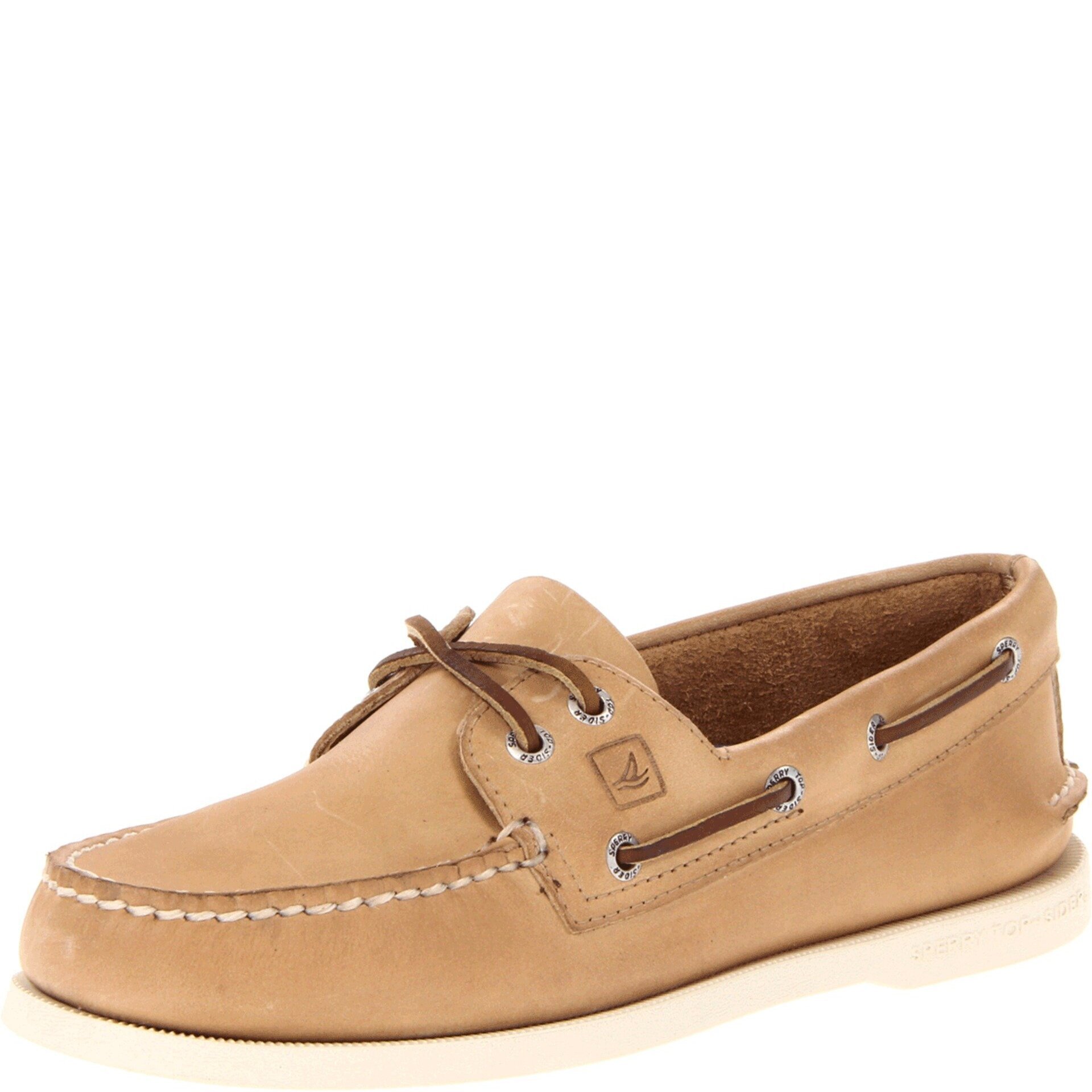 Sperry Men's Authentic Original 2-Eye Leather Boat Shoe, Oatmeal, 8